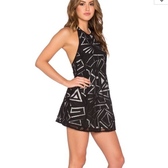 NWT NBD "Say It" Geometric Mesh Halter Dress Sz. S - Picture 3 of 4